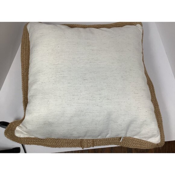 Decorative Pillow With Jute Trim Bicycle Print 18"x18" Square Cushion-Home Décor - Picture 3 of 4